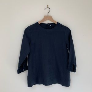 MUJI indigo linen top